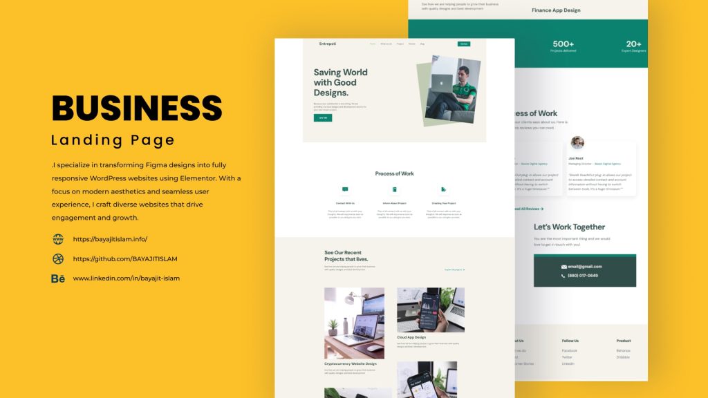Business website design project by Bayajit Islam – Professional WordPress design with modern layout, business-oriented features, and responsive design.